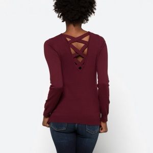 Mia Back Detail Sweater - Maroon/ Wine Color XL